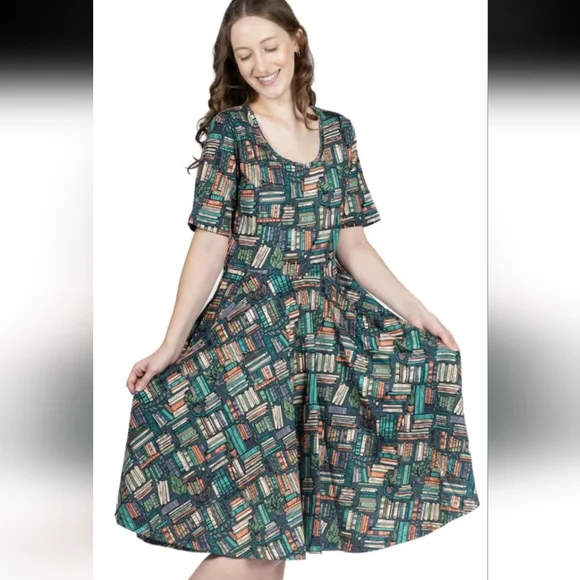 Svaha Botanical Library Twirl Dress Size Large EUC - Picture 2 of 7